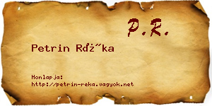 Petrin Réka névjegykártya